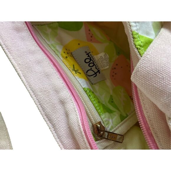 LILLY PULITZER Small canvas Bag Purse Pink/Yellow/Green  Fruit Pattern - Picture 9 of 13